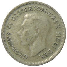 Монета 6 пенсов 1950 года Австралия (реверс)