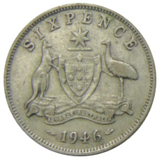 Монета 6 пенсов 1946 года Австралия (аверс)