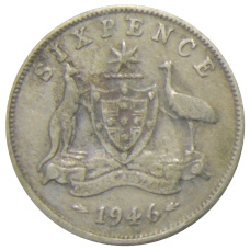 Монета 6 пенсов 1946 года Австралия (аверс)