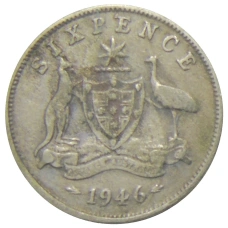 Монета 6 пенсов 1946 года Австралия (аверс)