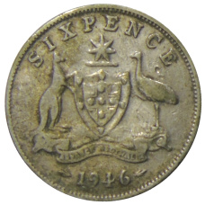 Монета 6 пенсов 1946 года Австралия (аверс)