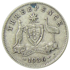 Монета 3 пенса 1936 года Австралия (аверс)