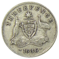 Монета 3 пенса 1936 года Австралия (аверс)