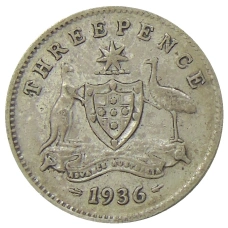 Монета 3 пенса 1936 года Австралия (аверс)