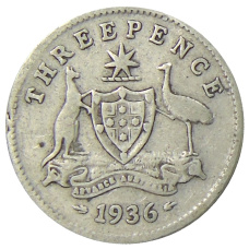 Монета 3 пенса 1936 года Австралия (аверс)