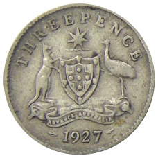Монета 3 пенса 1927 года Австралия (аверс)