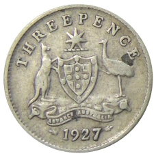 Монета 3 пенса 1927 года Австралия (аверс)