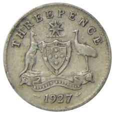 Монета 3 пенса 1927 года Австралия (аверс)