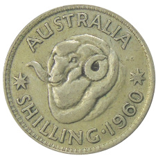 Монета 1 шиллинг 1960 года Австралия (аверс)