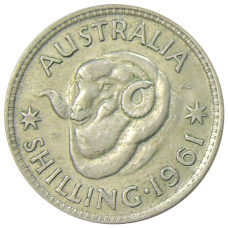 Монета 1 шиллинг 1961 года Австралия (аверс)