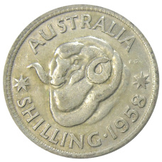 Монета 1 шиллинг 1958 года Австралия (аверс)