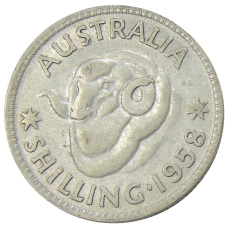 Монета 1 шиллинг 1958 года Австралия (аверс)