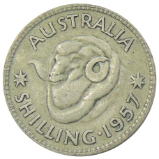 Монета 1 шиллинг 1957 года Австралия (аверс)