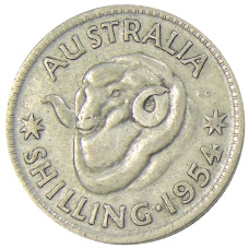Монета 1 шиллинг 1954 года Австралия (аверс)