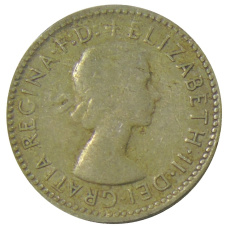 Монета 6 пенсов 1958 года Австралия (реверс)