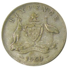 Монета 6 пенсов 1960 года Австралия (аверс)