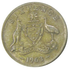 Монета 6 пенсов 1963 года Австралия (аверс)