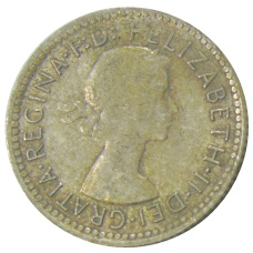 Монета 6 пенсов 1963 года Австралия (реверс)