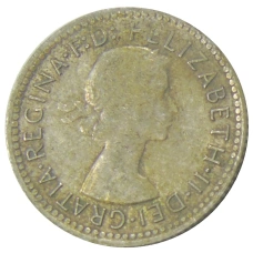 Монета 6 пенсов 1963 года Австралия (реверс)