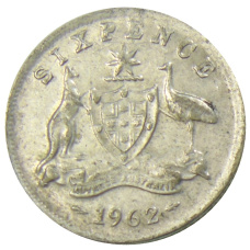 Монета 6 пенсов 1962 года Австралия (аверс)