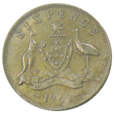 Монета 6 пенсов 1962 года Австралия (аверс)