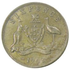 Монета 6 пенсов 1962 года Австралия (аверс)