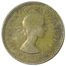 Монета 6 пенсов 1962 года Австралия (реверс)