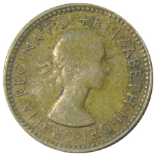 Монета 6 пенсов 1962 года Австралия (реверс)