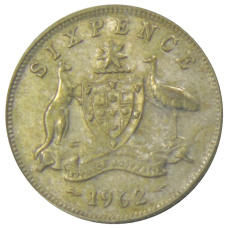 Монета 6 пенсов 1962 года Австралия (аверс)