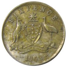 Монета 6 пенсов 1962 года Австралия (аверс)