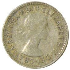 Монета 6 пенсов 1962 года Австралия (реверс)