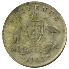 Монета 6 пенсов 1962 года Австралия (аверс)