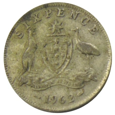 Монета 6 пенсов 1962 года Австралия (аверс)