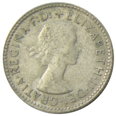 Монета 6 пенсов 1962 года Австралия (реверс)