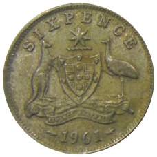 Монета 6 пенсов 1961 года Австралия (аверс)