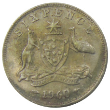 Монета 6 пенсов 1960 года Австралия (аверс)