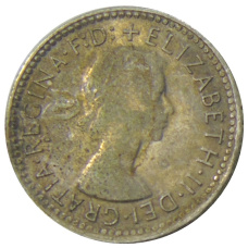 Монета 6 пенсов 1960 года Австралия (реверс)