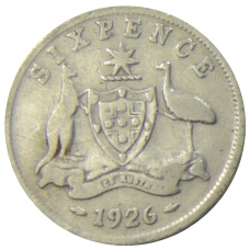 Монета 6 пенсов 1926 года Австралия (аверс)