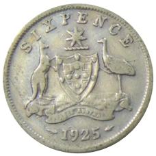 Монета 6 пенсов 1925 года Австралия (аверс)