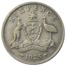 Монета 6 пенсов 1925 года Австралия (аверс)