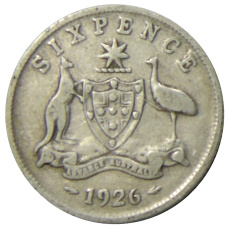 Монета 6 пенсов 1926 года Австралия (аверс)