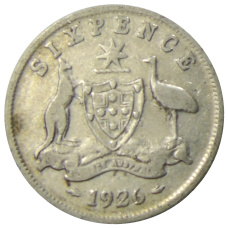 Монета 6 пенсов 1926 года Австралия (аверс)