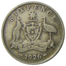 Монета 6 пенсов 1926 года Австралия (аверс)