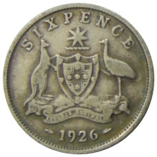 Монета 6 пенсов 1926 года Австралия (аверс)