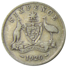 Монета 6 пенсов 1926 года Австралия (аверс)