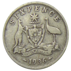 Монета 6 пенсов 1936 года Австралия (аверс)