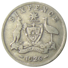Монета 6 пенсов 1926 года Австралия (аверс)