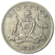 Монета 6 пенсов 1926 года Австралия (аверс)