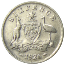 Монета 6 пенсов 1926 года Австралия (аверс)