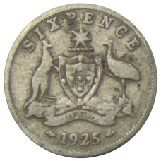 Монета 6 пенсов 1925 года Австралия (аверс)